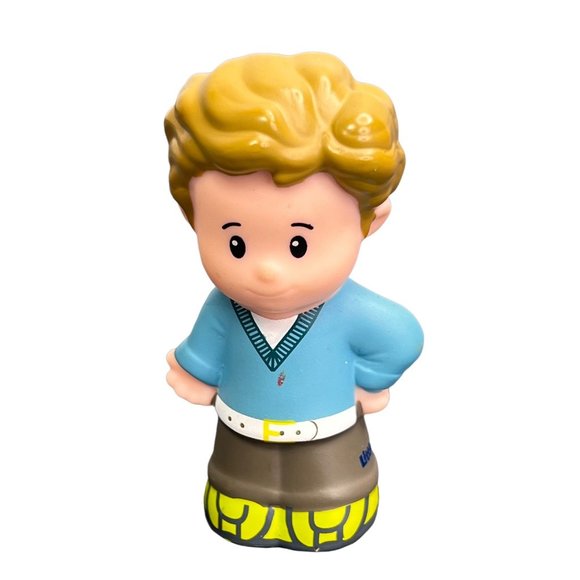 Fisher Price Little People Boy Blue Sweater V Neck Gray Pants - Picture 1 of 5